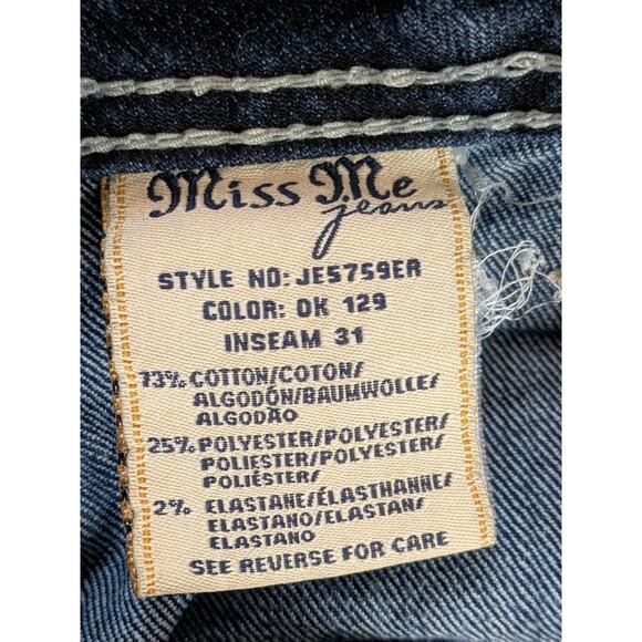 Miss Me Easy Boot Jeans 29 Embellished Flap Pocket Bling JE5759ER Actual 31x30 - Picture 6 of 10
